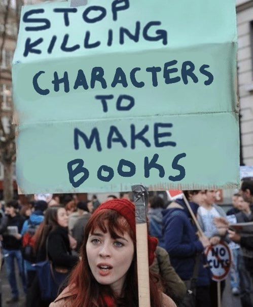 noahbarfield21's tweet photo. NEVER! *Continues to brutally slaughter beloved characters in mass as a “plot device”* #Memes #KillingCharacters #AuthorLife #WritersCommunity #ReaderStruggles https://t.co/FY9D2iOzTB