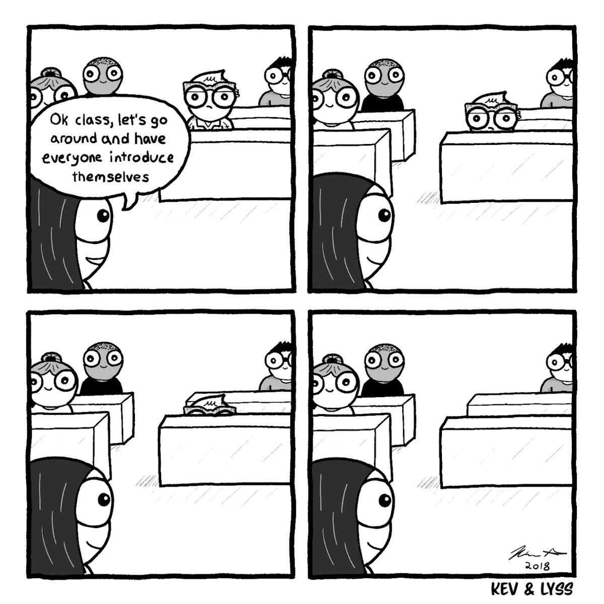 KevAndLyss's tweet photo. That’s my cue to disappear ✌️👋

#Webcomic #Art #BacktoSchool https://t.co/lpRqa5yvHD