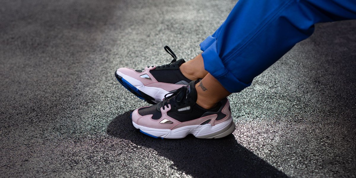 adidas falcon trainers core black light pink