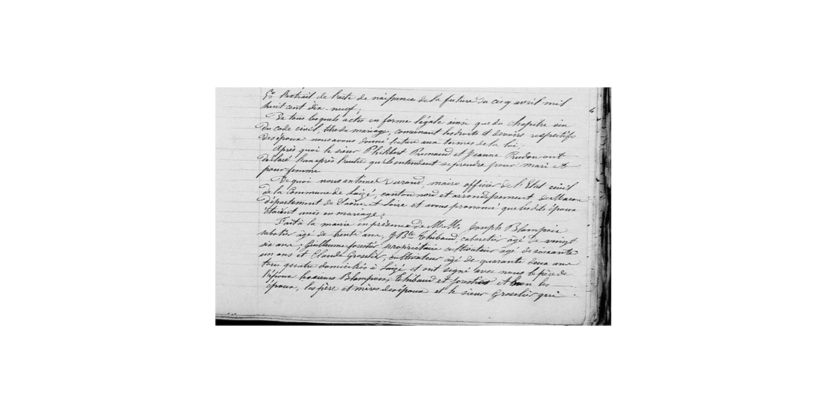 LDGenealogie's tweet photo. #1J1Ancêtre Philibert François Marie Catherin #PRUNOT (Sosa 102) est né ce 6/09/1818 à Laizé (71) fils de Jean & #DUFOUR Jeanne (Sosas 204-205)
Le 10/12/1843 il s'est marié avec #PRUDON Jeanne (Sosa 103) fille de Joseph & #LAMUR(E) Françoise (Sosas 206-207) https://t.co/RiD7gCWdBt