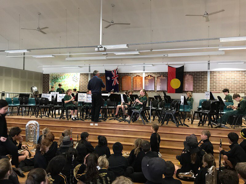’Our senior band performed at the Big Band Bash today. We enjoyed listening to other bands and had a fantastic day. Thanks for having us @daceyville’ A.M.