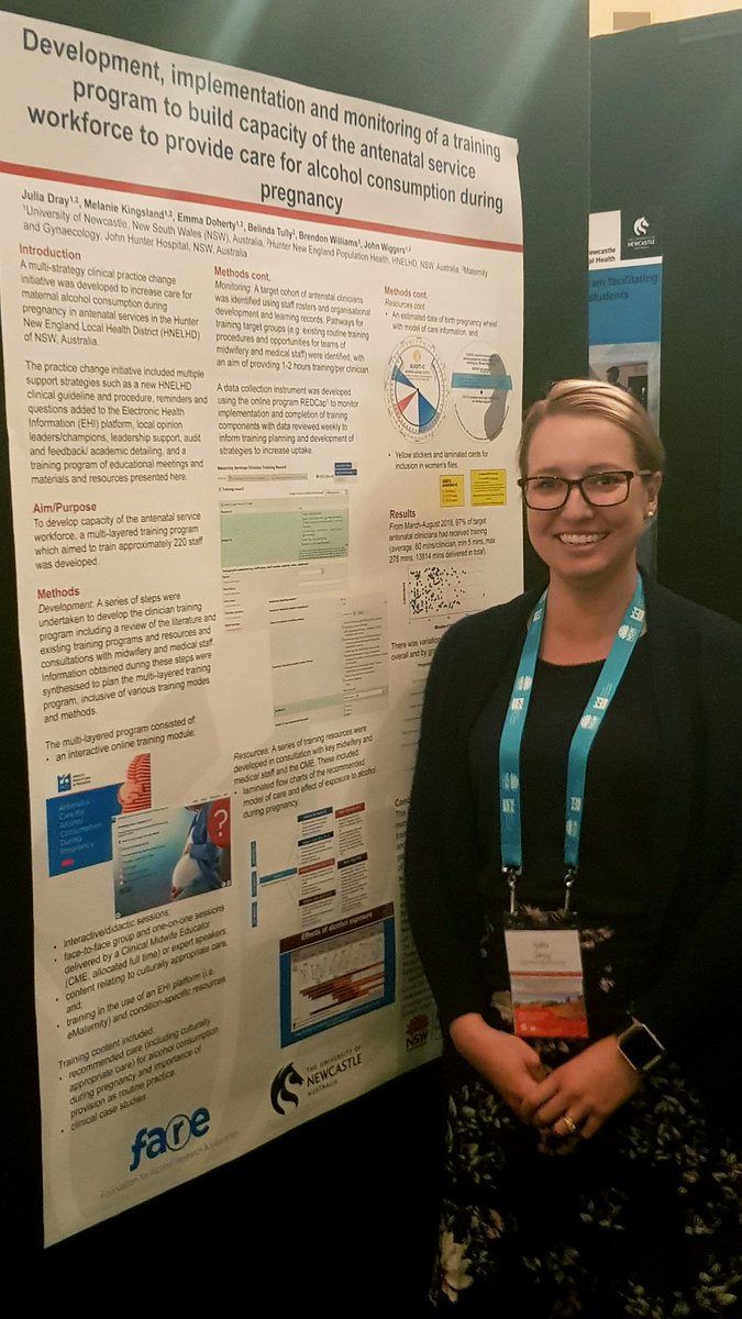 DrJuliaDray's tweet photo. First formal presentation of my work baby the clinician #training strategy part of the HNEPH Maternal Alcohol teams practice change initiative to increase routine provision of care for alcohol consumption during pregnancy #RHRC2018 #resources #capacitybuilding @melkingsland https://t.co/vqSLW7ryXA