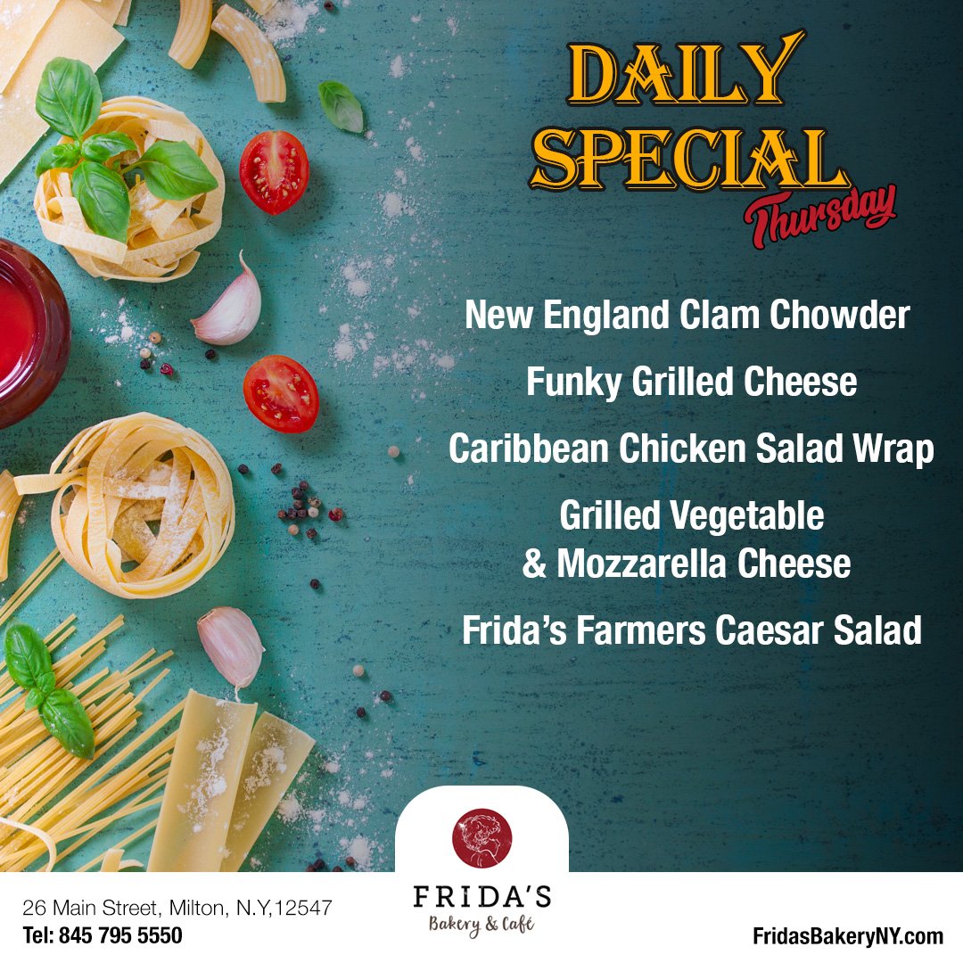 FridasBakeryNY's tweet image. #funfoodfact - it’s National Italian Cheese Month- parmesan is the 3rd most popular cheese in the US
SPECIALS
Thursday September 6
#miltonny #miltoneateries #freshbakeddaily #freshbakedbread #hudsonvalleyeats #hudsonvalleyfun #placestoeatwithkids #eatlocal
fridasbakeryny.com/our_menu/daily…