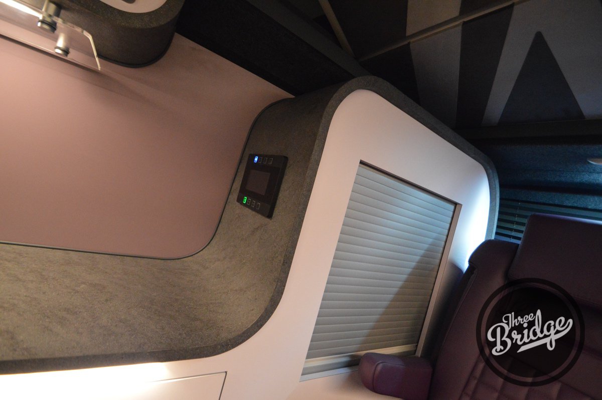 Trek_RV's tweet photo. LWB Infintiy recently completed, with Reimo 3000 seat, custom leather seats and stitching, Webasto heater, under chassis gas tank, under chassis water tanks, #vwt6 #vwtransporter #volkswagen #3bridge #theebridgecampers #leather #altro #smev #webasto #sca #unionjack #vwcamper https://t.co/K0G5jNnMbK