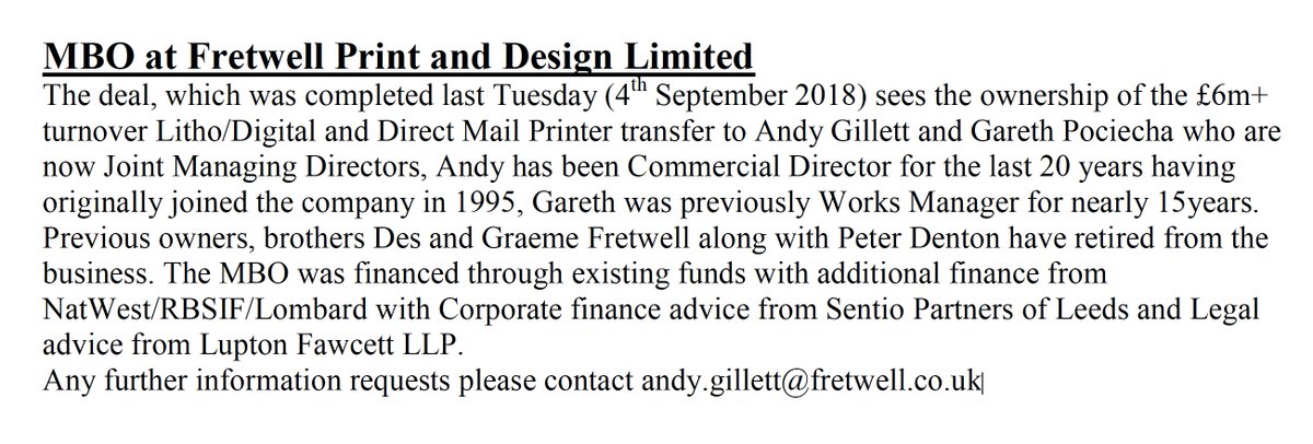 Exciting Press release from @FretwellPrintDM Please contact Andy Gillett if you'd like further information