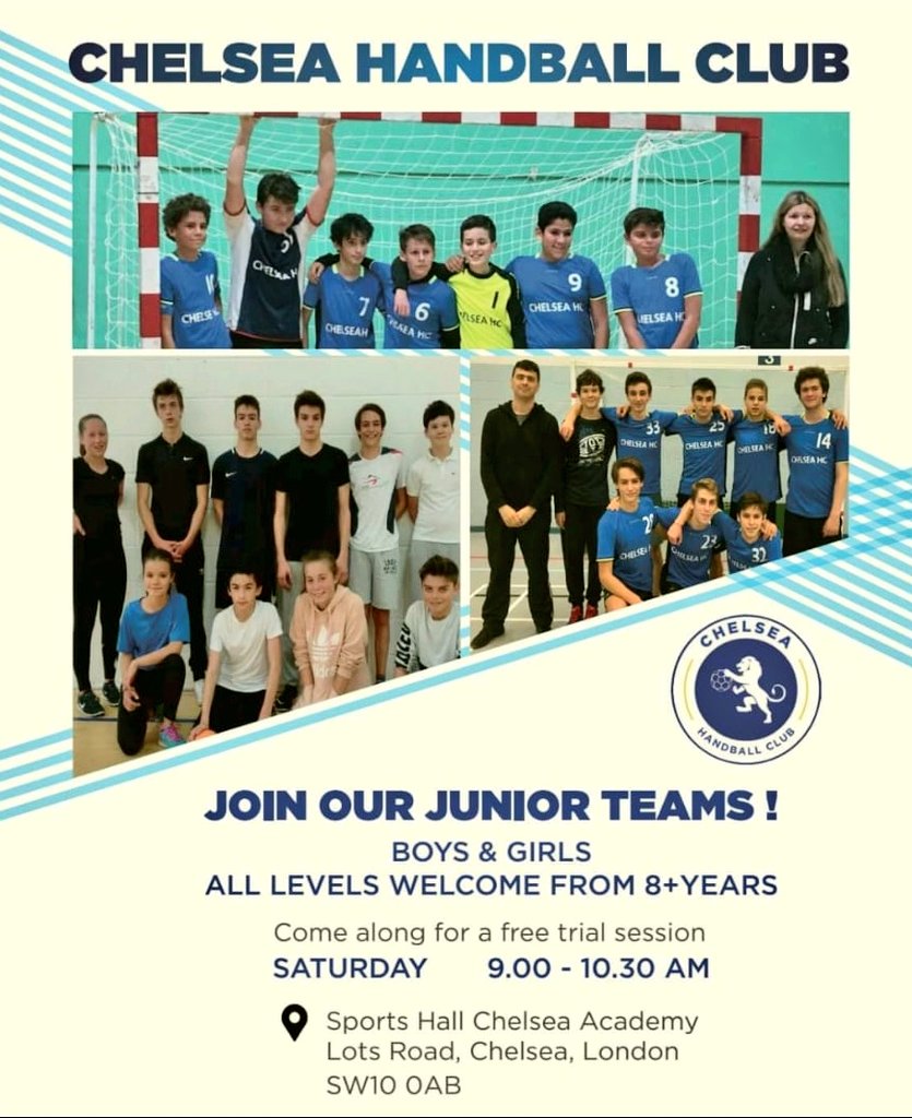 ChelseaHandball's tweet photo. JOIN OUR JUNIORS TEAMS!
All boys and girls from +8 years with or without experience.
Try one of the #fastgrowing #sport in #UK
#bepartoftheexcitement
#tryhandball with #chelseafamily 💙💙
Every Saturday @chelseaacademy
🕘 9 - 10.30am https://t.co/daFyCD4hAh