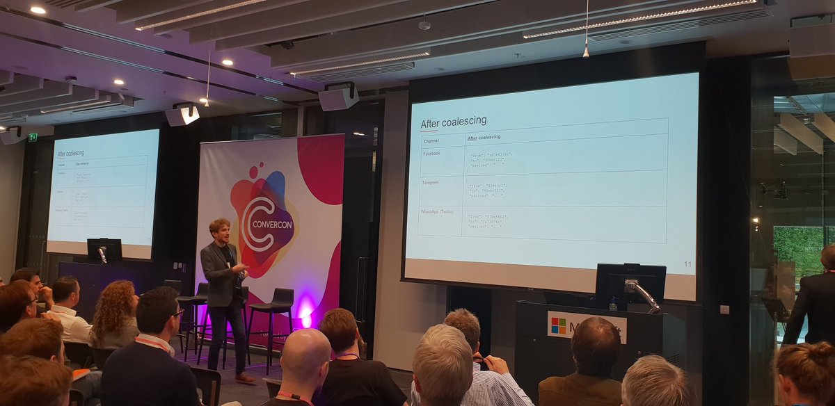 ConverConHQ's tweet image. Sean Healy, Senior Engineer with @webioHQ telling all about the technical challenges in #BotEngineering #ConverCon18
