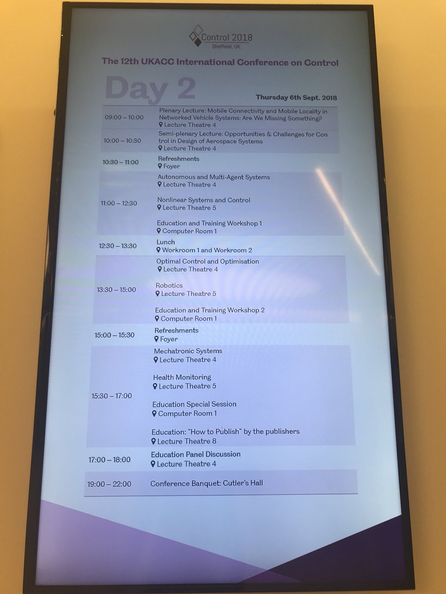 YangZhang1989's tweet photo. #secondday #control2018 #plenaryLectures @control2018 @UKACCGroups https://t.co/NoO5eCz3HR