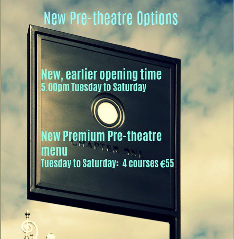 ChefRossLewis's tweet photo. New pre-theatre options now available! Earlier opening time of 5pm Tuesday-Saturday, and a new, Premium Pre-Theatre Menu too: four courses for €55. Proving popular already!
@GateTheatreDub #pretheatremenu #ringingthechanges https://t.co/w8wabQUh22