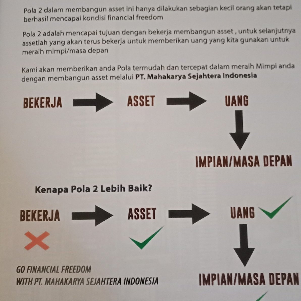 Masih stay dengan keadaan seperti ini ?
Jalan di tempat tanpa mau  melangkah dari kaki tangga paling bawah hingga finish ?

Peluang memang ada, banyak pula.
Yang tepat dan benar2 bisa memberikan passive income itu cuma Msi.
Yuuukk... Ubah mindset, 
Asset➡Uang➡Impian/Masa depan