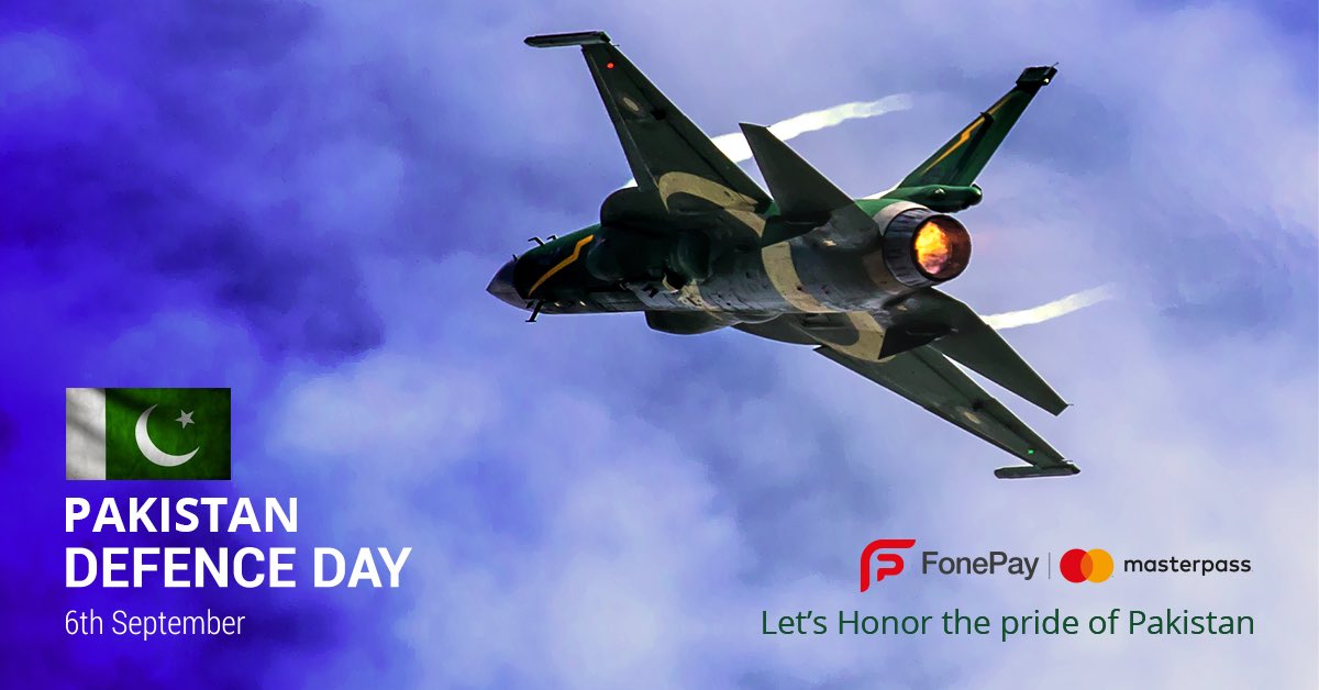 FonepayPk's tweet photo. Celebrate this Defense Day by honoring those who gave up their lives for a safer Pakistan.
 #DefenceDay 🇵🇰 #PakistanZindabad https://t.co/HdLtJ57xPd