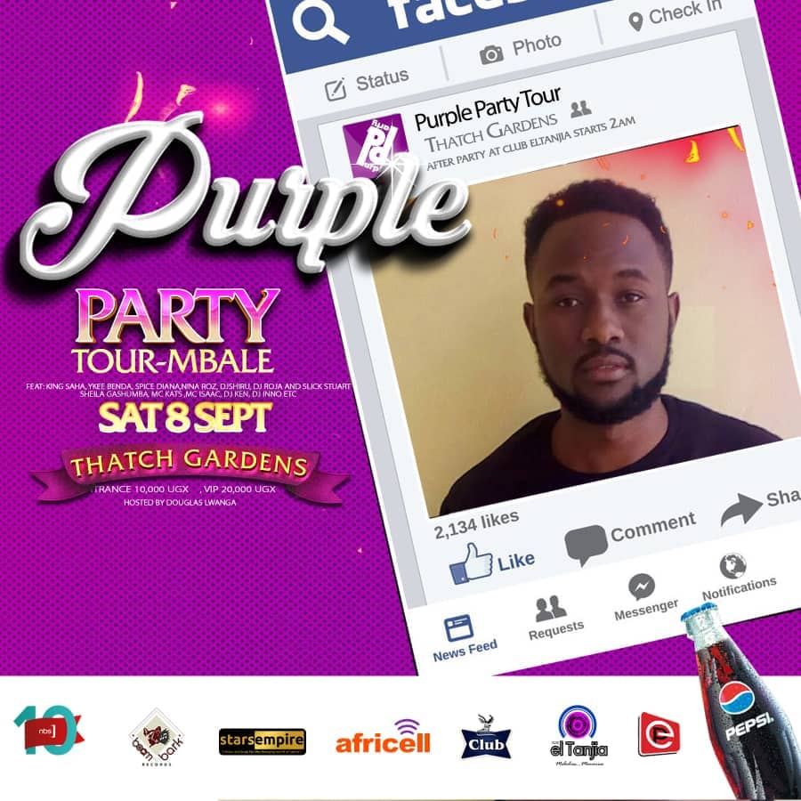 Billsbecker's tweet photo. Purple party mbale ....2 day to go ....@douglas lwanga ,jim sean bills and mc isaac ...... https://t.co/CB601AG6k9