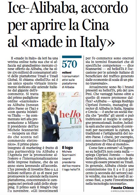 ITAtradeagency's tweet photo. Nasce #helloITA - il primo padiglione nazionale online su @AlibabaGroup #Scannavini: così l'Italia recupera il ritardo nel commercio digitale! Scopri di più
➡ https://t.co/bKIlc5p2WP https://t.co/fhlMsGzN3s