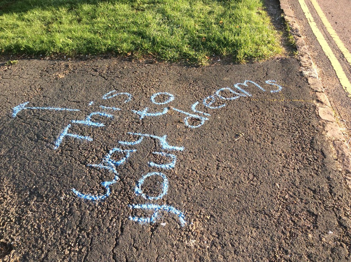 SpikeOCEPS's tweet photo. Thank you to whoever wrote these in chalk, it brought a smile to our faces this morning! https://t.co/xeSRAJ2Xfd