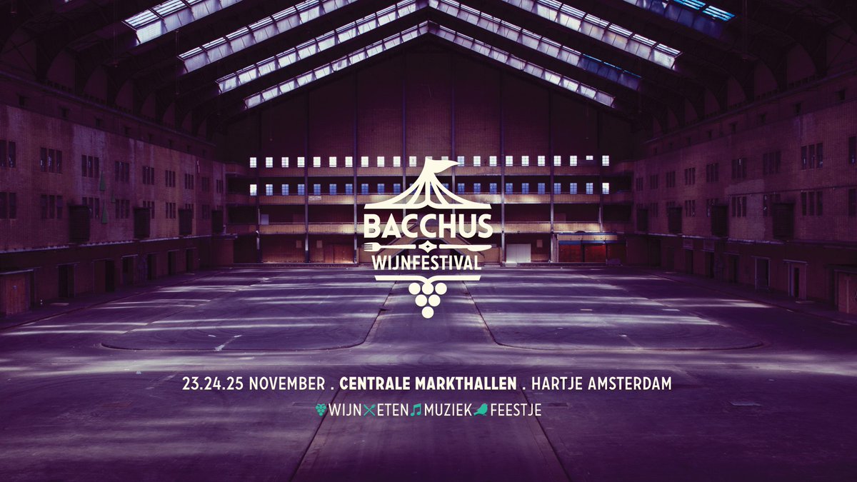 Nieuwe editie Bacchus Wijnfestival! 23-24-25 november in de Centrale Markthallen in hartje Amsterdam. Kaartverkoop start aanstaande maandag.