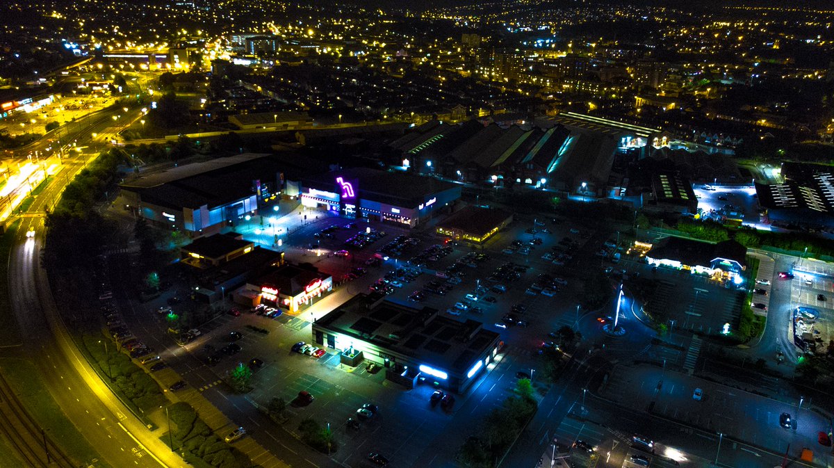 The lights of Ashton Moss Leisure Park #tameside #ashton #dronephotography #drone #ashtonunderlyne #commercial #commercialrealestate #commercialproperty
