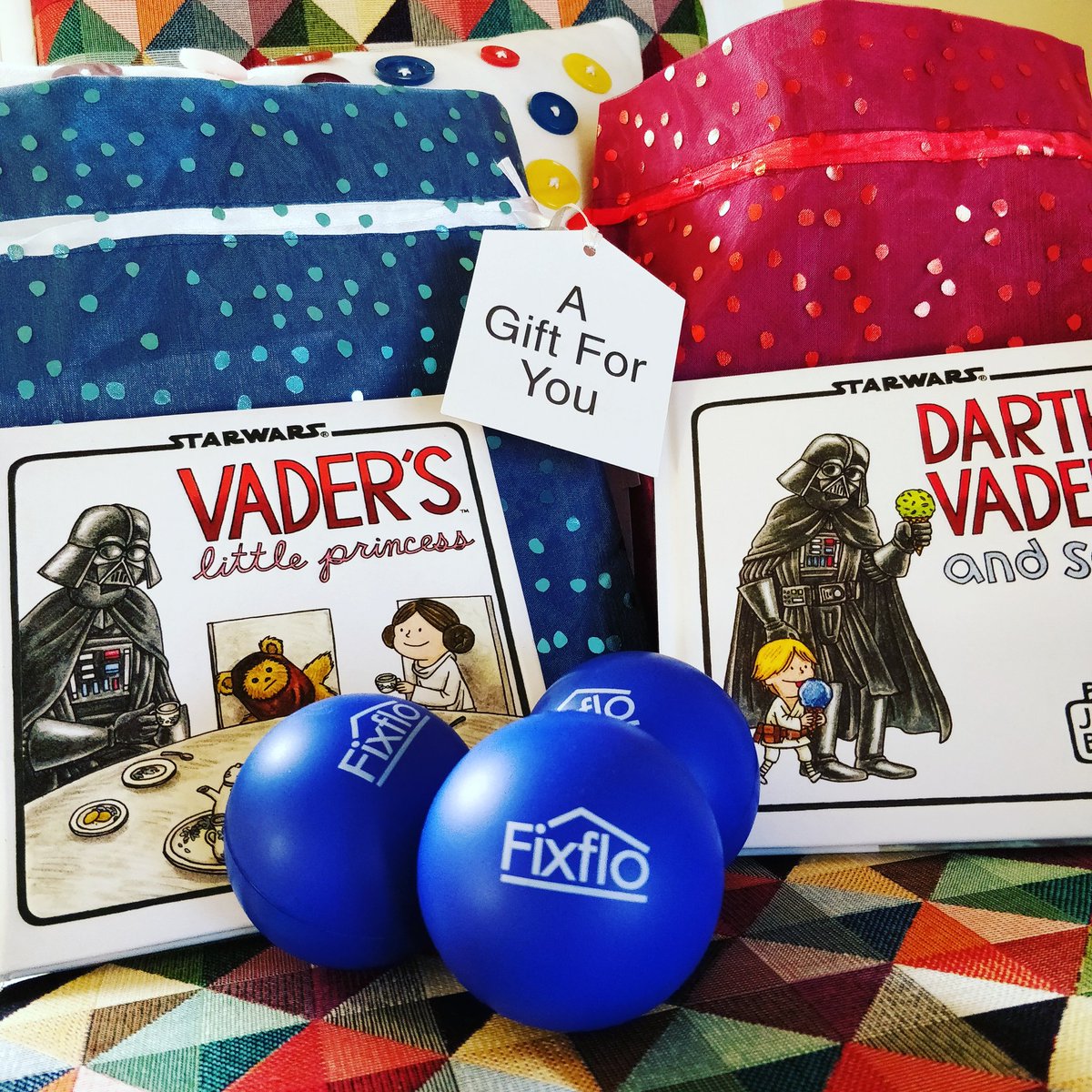 Spiggers's tweet image. What a really lovely present from @Fixflo I&apos;m really chuffed with the thoughtfulness and they&apos;re very funny books. #leiaorluke #davevader