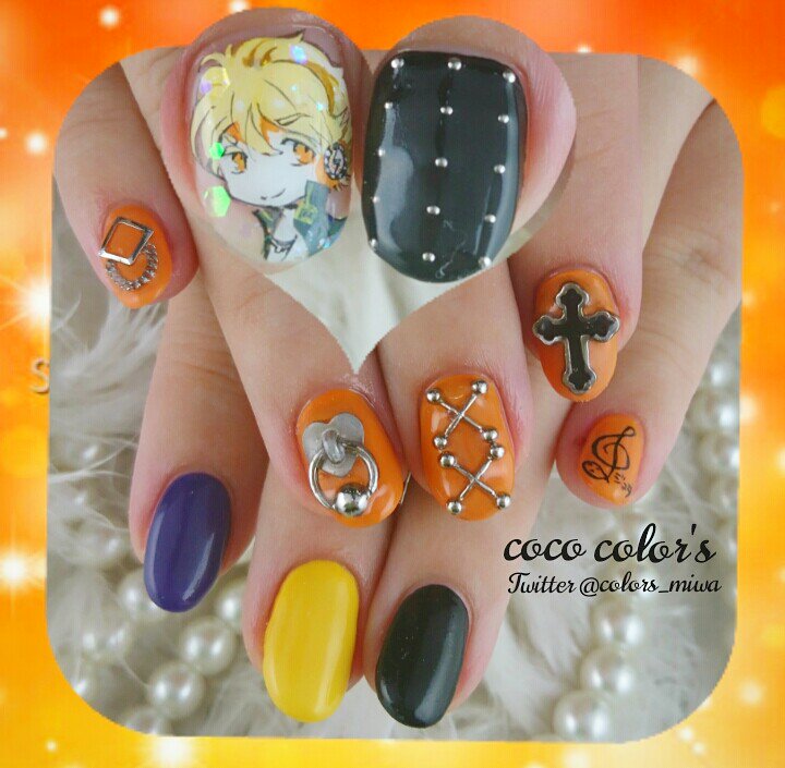 オレンジネイルデザイン