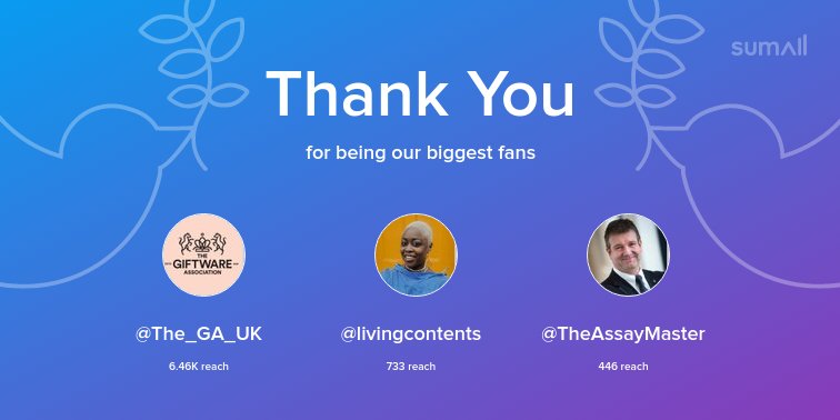 BATF (@bat_fed) on Twitter photo Our biggest fans this week: <a href="/The_GA_UK/">Giftware Association</a>, <a href="/livingcontents/">#livingcontent</a>, @TheAssayMaster. Thank you! via sumall.com/thankyou?utm_s⦠Our biggest fans this week: <a href="/The_GA_UK/">Giftware Association</a>, <a href="/livingcontents/">#livingcontent</a>, @TheAssayMaster. Thank you! via sumall.com/thankyou?utm_sā¦