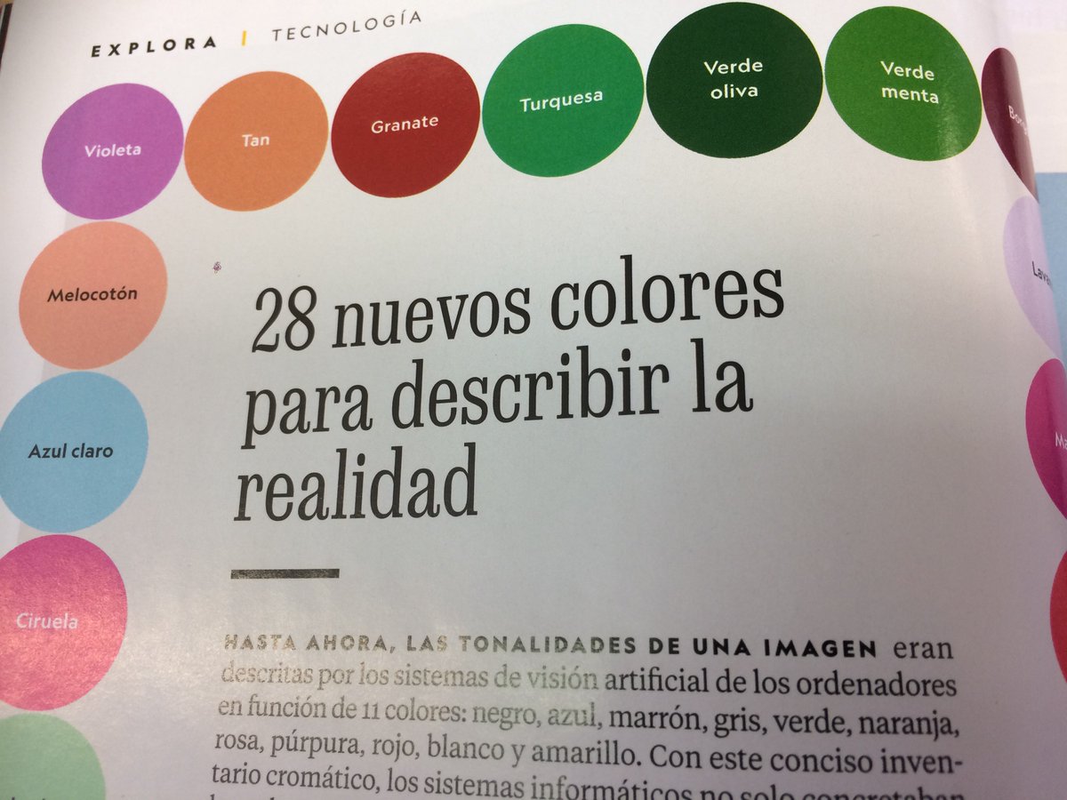 CVC_UAB's tweet photo. Si tienes en casa la @NatGeo de Septiembre, no te pierdas la noticia sobre nuestra investigación en percepción del color en ordenadores '28 nuevos colores para describir la realidad' #CVCintheMedia #Colourperception https://t.co/Cy9cdPjjPG