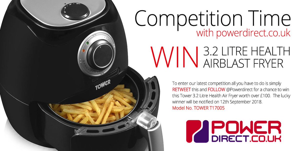 PowerDirectUK's tweet photo. Not Entered our #Free #Competition #Giveaway? Why Not? Simply #Retweet &amp; #Follow @PowerDirectUK #Today for a chance to #Win a Tower 3.2 Litre Health Air Fryer. https://t.co/w72VWozj9V
