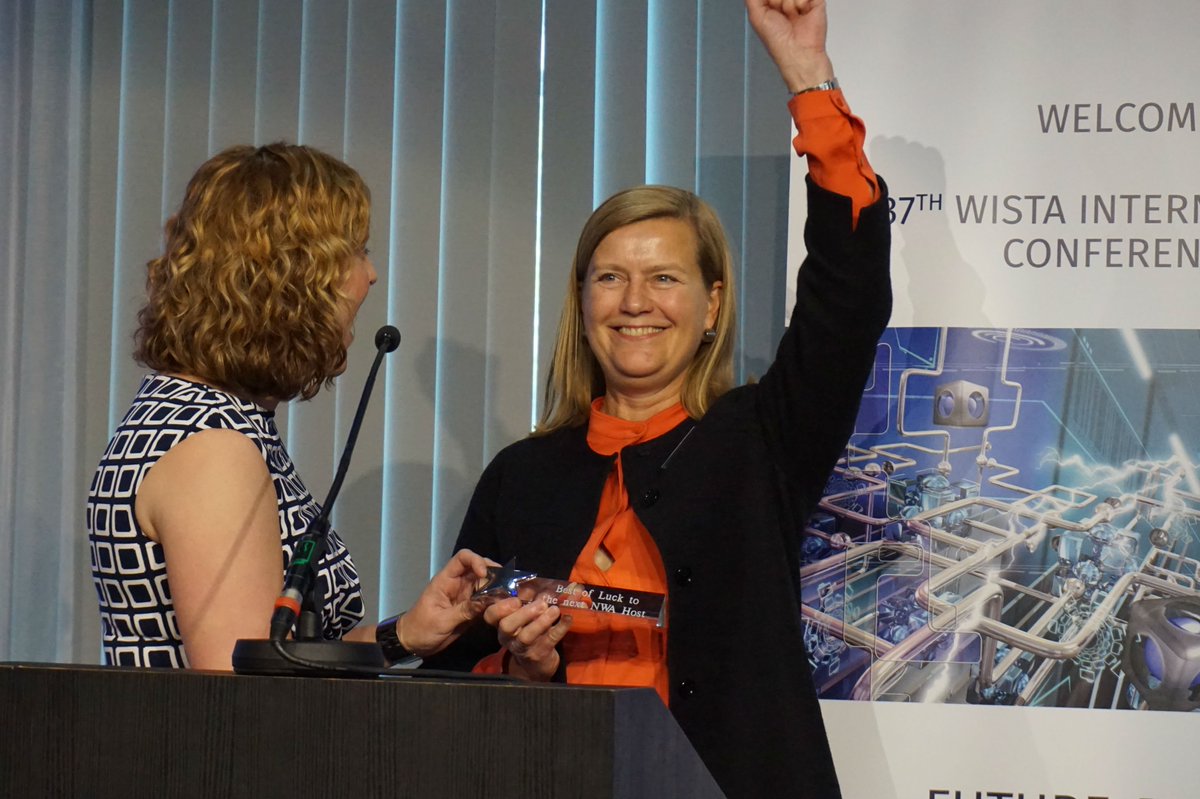 #tbt Oct 6, 2017 @  #WISTA International AGM &amp; Conference in Rotterdam, President Michon-Jolân Bullen, WISTA the Netherlands, leaving the baton to WISTA Norway President Bjorg Ekornrud for the 2018 WISTA International AGM &amp; Conference #48days Come join the #WomenWhoMovetheWorld !