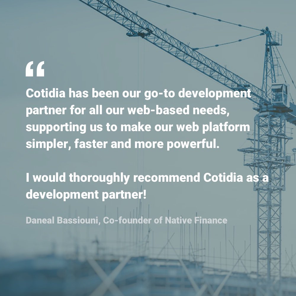 cotidia's tweet image. Case study: Intelligently streamlining the process of financing new properties online. See how we helped @native_finance achieve their digital needs.  
Visit cotidia.com/native-finance for more detail.

#betterfastersmarter #fintech #digitaltransformation
