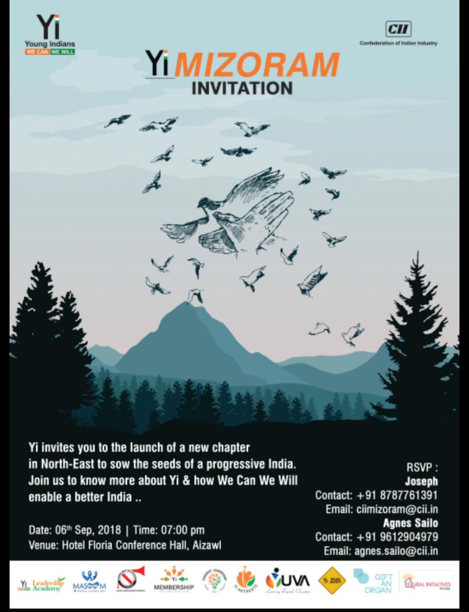 YiTweets's tweet image. Mizoram, come, get inspired. Join #Yi to sow the seeds of a progressive India. Together We Can and We Will enable a better India. #chapterlaunch #mizoram