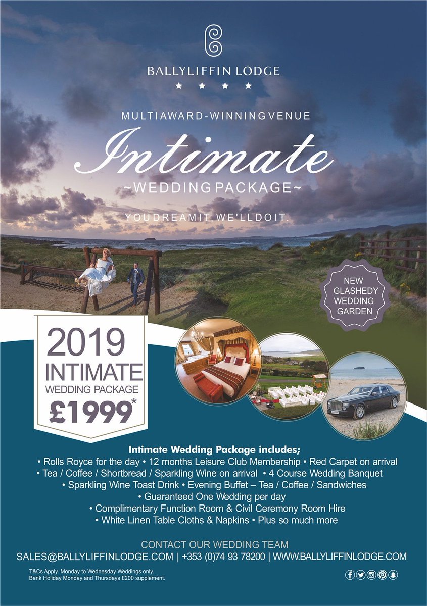We cater for both the Bigger Weddings and the more Intimate Wedding Here at the Lodge! Contact our Wedding Team on sales@ballyliffinlodge.com or +353 74 93 78200 for more information. "You Dream It, We'll Do It" #UlserWeddingVenue #LodgeWeddings