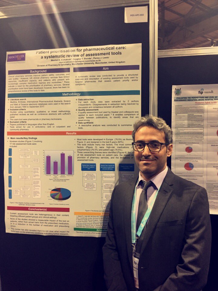 Informative systematic review of hospital pharmacy prioritisation tools by PhD student Meshal Alshakrah 👏🏻#FIP2018 #hospitalpharmacists #ClinicalPharmacist