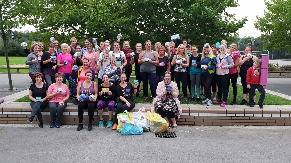 RedPrescot's tweet image. Just look at these photos to see what an amazing group of women they are @HeatoneFitness The equivalent of 145 packs donated 😀  Thank you, you are amazing, these donations will change lives #EndPeriodPoverty #periodpositive #KindnessMatters #community