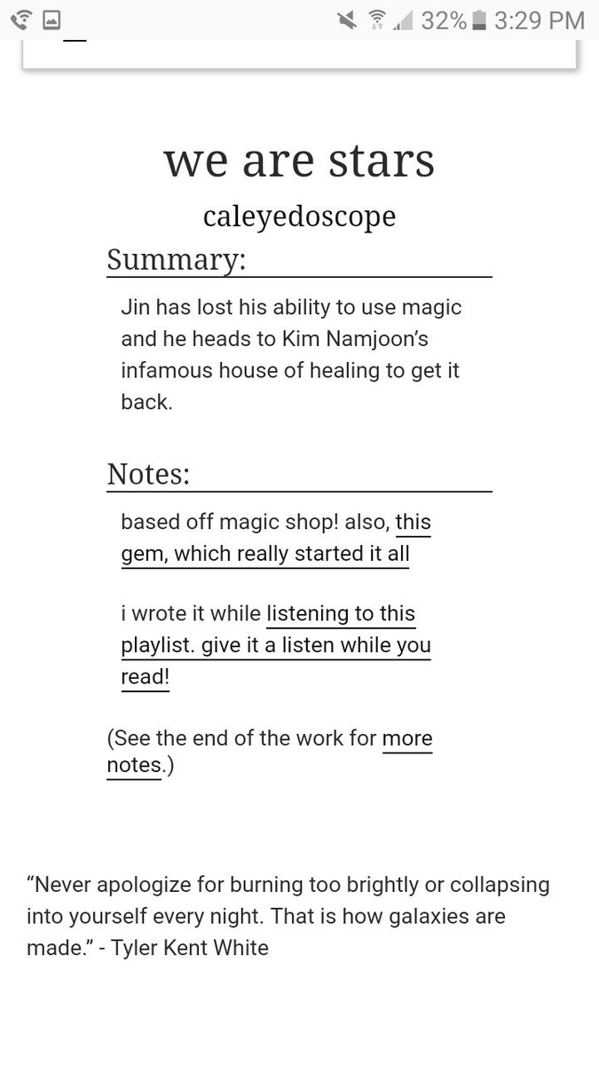 we are stars by caleyedoscope• magic au• jin lost his magic and is at joons house of healing• really unique magic descriptions!• so soft • hurt/comfort is on point  https://archiveofourown.org/works/15345030#main