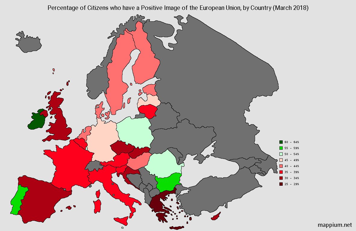 mappium's tweet photo. Perception of the European Union by Country via @EurobarometerEU #europa #EuropeanUnion #maps #mappium #geography #cartography #European #Europe #eurobarometer https://t.co/NhsGMUpdx0