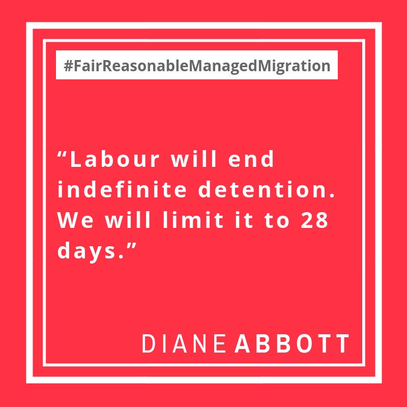 libcomorg's tweet photo. Labour is pledging to lower immigration detention to only seven times as long as murder suspects can be detained without charge. #FairReasonableManagedMigration https://t.co/BPQ3Wsu19L