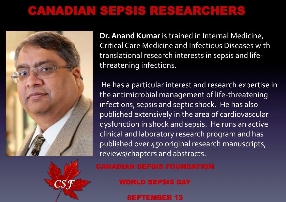 CanSepsisFdn's tweet photo. Canadian #Sepsis Researchers π¨π¦
#WSD18 #WSD18CSF
Introducing Dr. Anand Kumar: https://t.co/IVzrc2dHYl