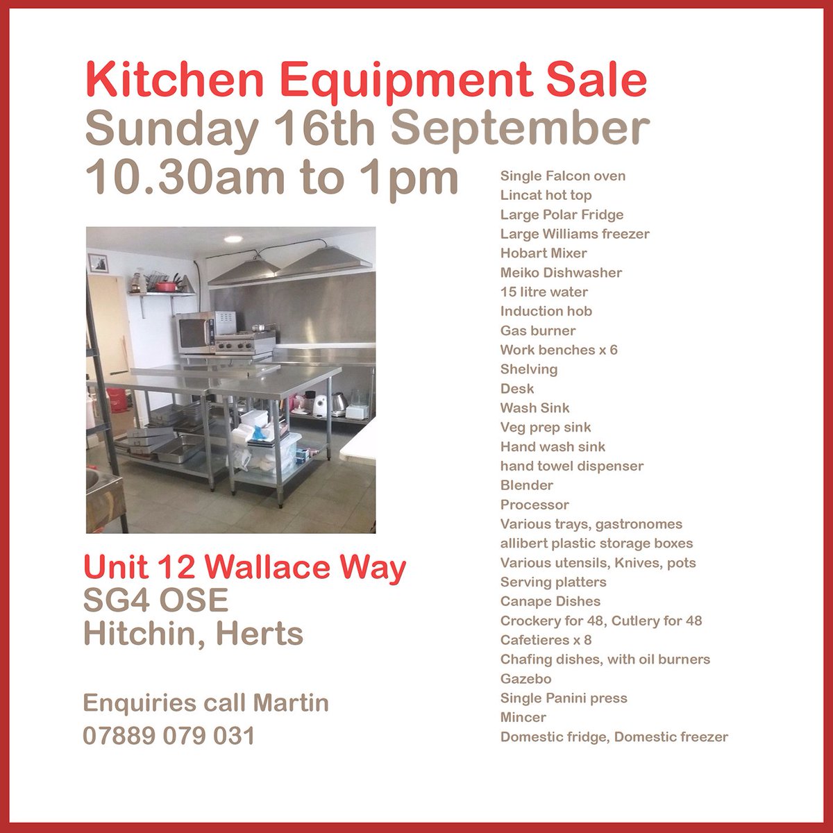 PLEASE RETWEET - Commercial Kitchen Equipment For Sale #Hitchin The Big Sale this Sunday 10.30am to 1pm. Unit 12 Wallace Way #Hitchin #Hertskitchen #cateringequipment #bigsale #kitchensale #shopkitchen