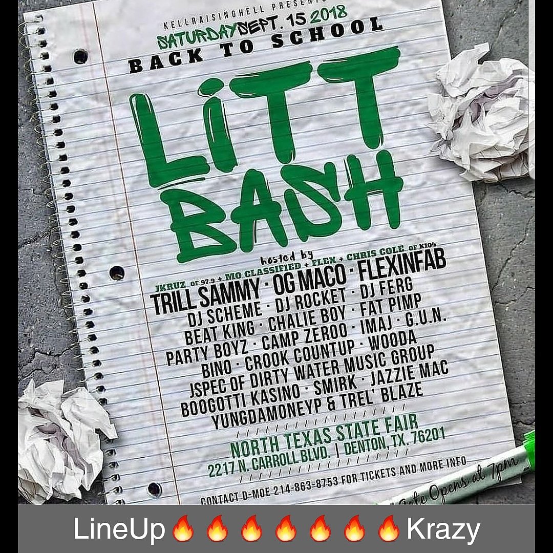 Saturday #LITTBASH DentonTx NTX Fairgrounds FEATURING @Gunmusic40
<a href="/IAMFATPIMP/">Fat Pimp</a>
<a href="/BEATKINGKONG/">CLUBGODZILLA</a> <a href="/trillsammy/">sam wilmore</a> <a href="/flexinfab/">FORGIATO FAB</a> <a href="/CAMPZEROO/">Americas Sugar Daddy</a> <a href="/ratchetasswooda/">RATCHETASSWOODA</a> and more TICKET LINK eventbrite.com/e/2018-littbas…