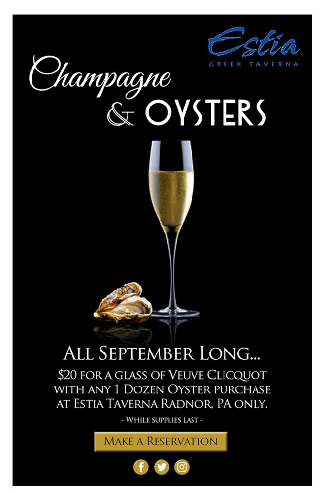 EstiaTaverna's tweet photo. You're in for a bubbly September! https://t.co/8Y2bc2RCEy https://t.co/NctJPUAR5L