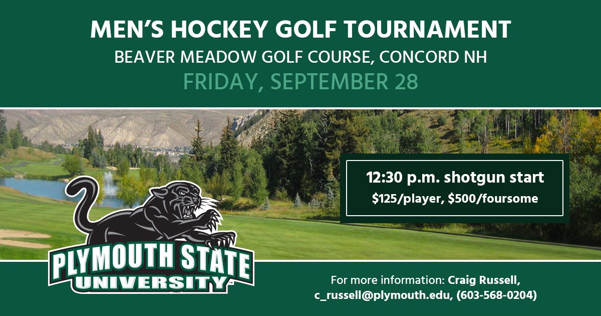 PSUMensHockey1's tweet image. Reminder for our 2nd annual golf outing which is right around the corner! Contact Coach Russell directly to register! @PSUPanthers @PlymouthState