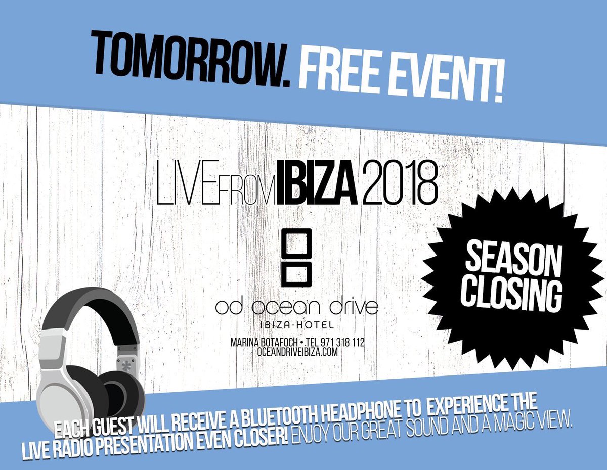 jackeyejones's tweet photo. Only 1 more day to go for the final of the #LIVEfroMIBIZA 2018 season 🔥 

Wanna join us? rsvp@livefromibiza.live Next 

Event: LIVEfromIBIZA 2018 [6/6]

Energized by #Caliber12. Hosted by @WoodyVanEyden. 

@BeachGrooves @IbizaClubNews @ibizaspotlight @ODoceandrive #Ibiza #party https://t.co/bzQy5YXHyL