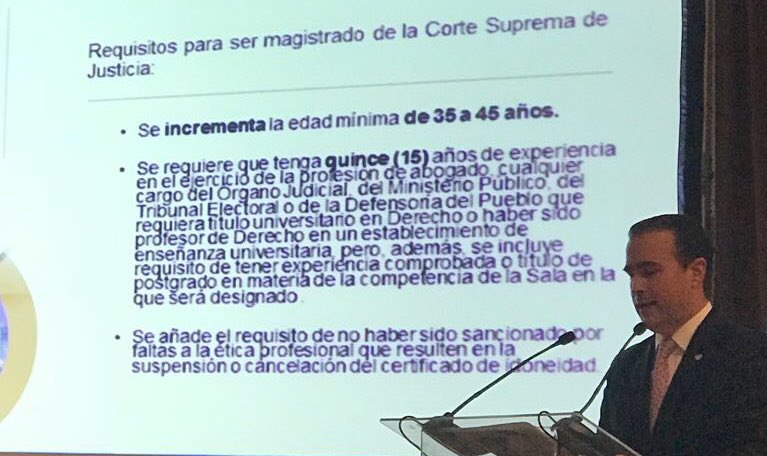atenogenesR's tweet photo. La @CCIYAP propone cambios constitucionales en la escogencia de Magistrados a la Corte Suprema de Justicia, entre ellos que aumente de 10 a 20 años su período, la edad minima de 35 a 45 años y de 10 a 15 años de experiencia previa @TReporta https://t.co/seAidQEXeU