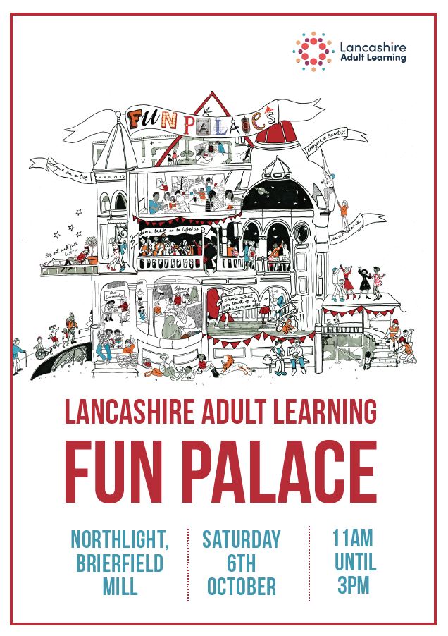 Join us for our very own Fun Palace event at Brierfield Mill on Sat 6th Oct from 11am - 3pm. We've got a whole host of free 'have a go' activities on offer for all ages! Find out more here: ttp://bit.ly/2p4JoKk
<a href="/FunPalaces/">Fun Palaces</a> @stellduffy @lancspublib