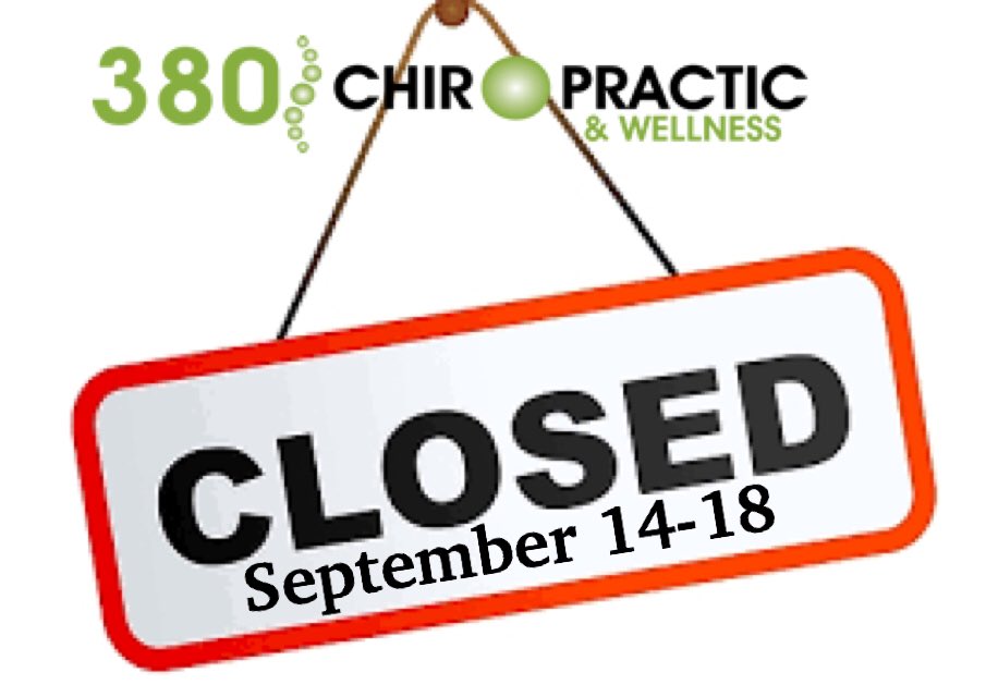 Just wanted to remind y’all that we will be closed September 14-18. Please book your appointments accordingly. Thank you. #380Chiro #DrCacozza