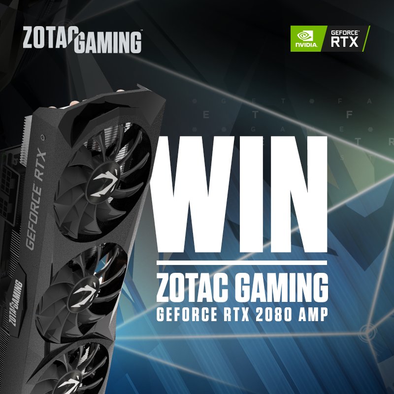 ZOTAC (@zotac) on Twitter photo We know you have been waiting for this! The #ZOTACGAMING GeForce RTX 2080 AMP #Giveaway is ON! Be one of the first to own it!
To win it:
1️⃣Like
2️⃣Tag a Friend
3️⃣Hit the Gleam link to enter➡️bit.ly/winRTX2080amp
#RTX2080 #LiveToGame #GraphicsReinvented <a href="/NVIDIAGeForce/">NVIDIA GeForce</a> We know you have been waiting for this! The #ZOTACGAMING GeForce RTX 2080 AMP #Giveaway is ON! Be one of the first to own it!
To win it:
1️⃣Like
2️⃣Tag a Friend
3️⃣Hit the Gleam link to enter➡️bit.ly/winRTX2080amp
#RTX2080 #LiveToGame #GraphicsReinvented <a href="/NVIDIAGeForce/">NVIDIA GeForce</a>