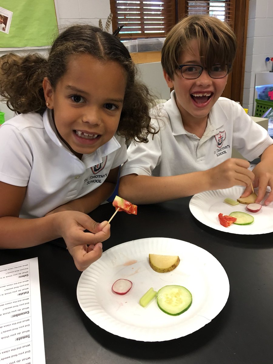 STSScienceLab's tweet photo. #HurricaneFlorerence isn’t keeping these @StTimsRaleigh 3rd graders from figuring out the difference between a science fruit and science veggie! @MysterySci https://t.co/Sr061yUg3D