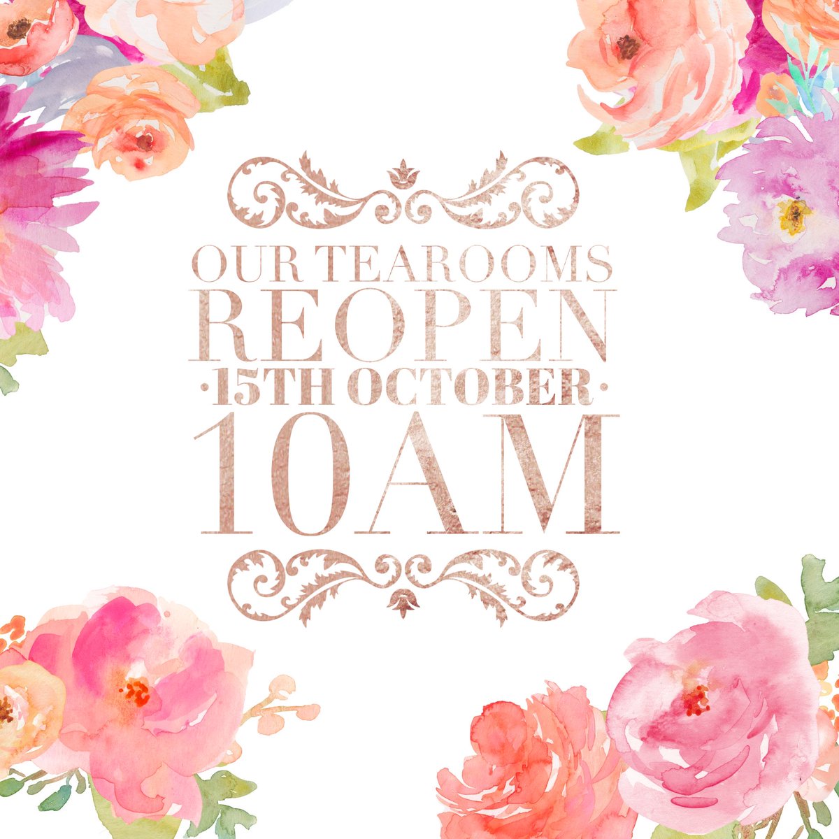 Our #Tearooms reopen 10am 15th October with the same delicious cakes and food you know us for 🍰 #Uckfield