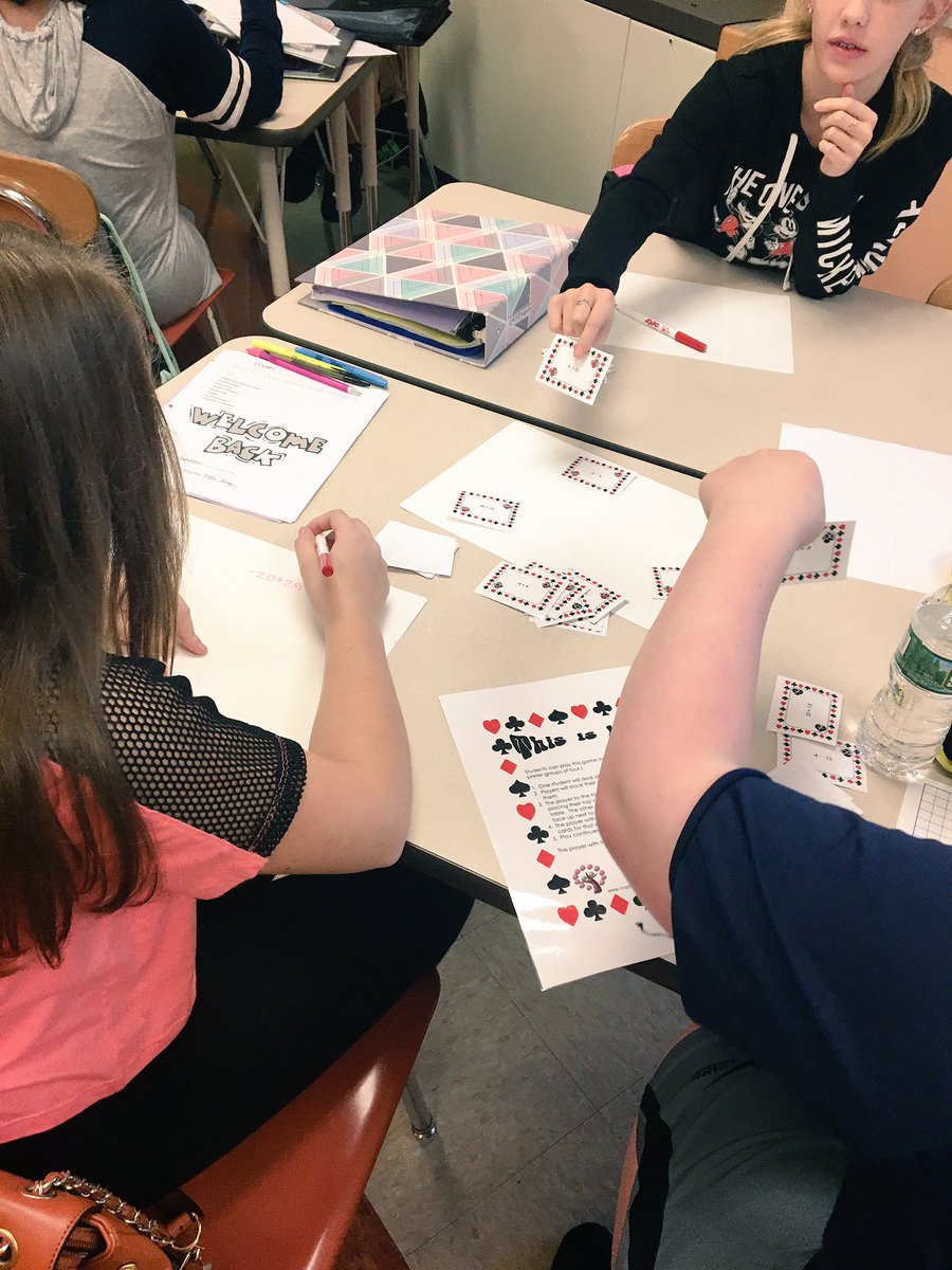 ms_FaySherlock's tweet photo. Today there was Integer War with the 7th graders! ➗♥️✖️♦️➕♣️ #WearePlainedge https://t.co/vCO5vkS4AT