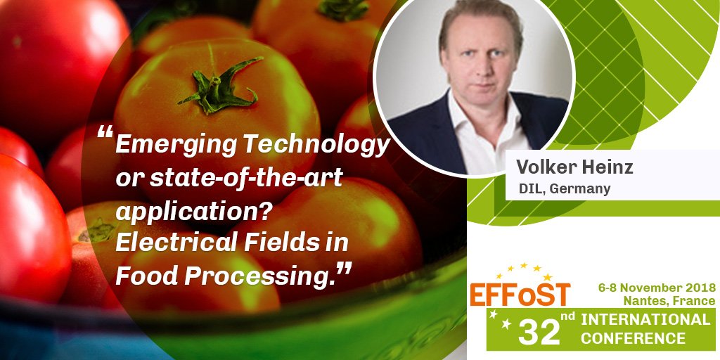 EFFoST's tweet photo. Join us in November to hear Volker Heinz discuss PEF and other innovations in electrotechnologies at the 32nd EFFoST International conference in Nantes @ELSfoodscience https://t.co/tqHnwhXsmf #foodinnovation #foodscience #PEFtechnology #foodprocessing #PulsedElectricField https://t.co/VmuxKhBTXn