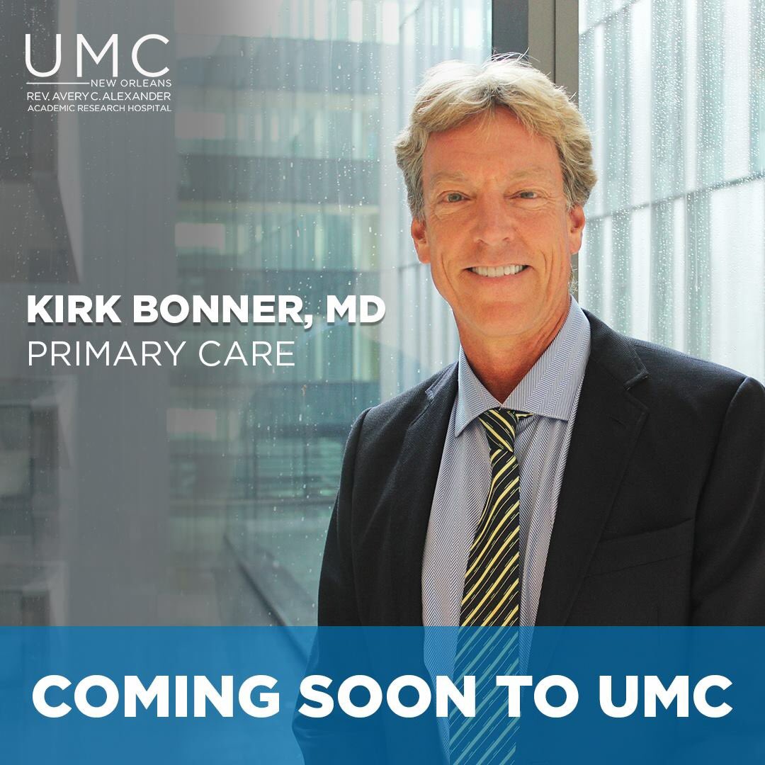 With more than 20 years experience, Dr. Kirk Bonner is looking forward to joining the UMC Primary Care team in early November! 

Learn more about Dr. Bonner: 
🖱: umcno.org/primarycare 
📞: (504)962-6120