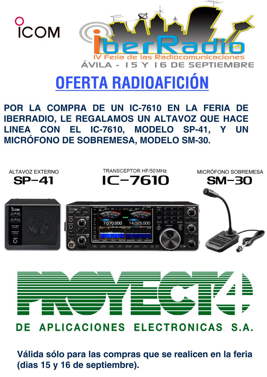 Proyecto4SA's tweet photo. Ofertas Icom @IberRadio 2018, solo ventas en la feria...
#OfertasProyecto4Iberradio https://t.co/nEg1VlpoGz